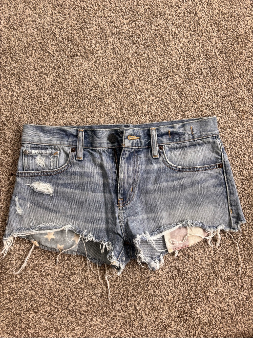 Ralph Lauren Light Blue Distressed Denim Cutoff Shorts
